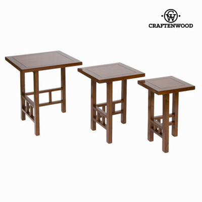 Set di 3 tavoli Legno di mindi Marrone - Serious Line Collezione by Craftenwood